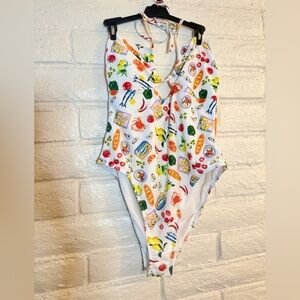 NWT- Colorful Summer Themed Women's Swim One Piece- XL 16-18